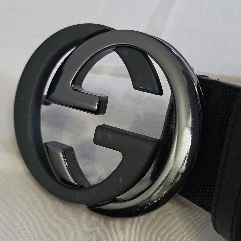 Gucci Black Imprime Monogram GG Belt - Picture 3 of 16